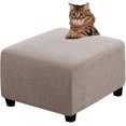 thumbnail image 1 of Ottoman Cover Slipcovers Square Fit Length 13"-44" Footrest, Stool Covers, Ottoman Protector Cover, Footstool Covers with Stretch Thick Checked with Elastic Bottom, Removable Washable(Taupe,XL(67-84cm, 1 of 7