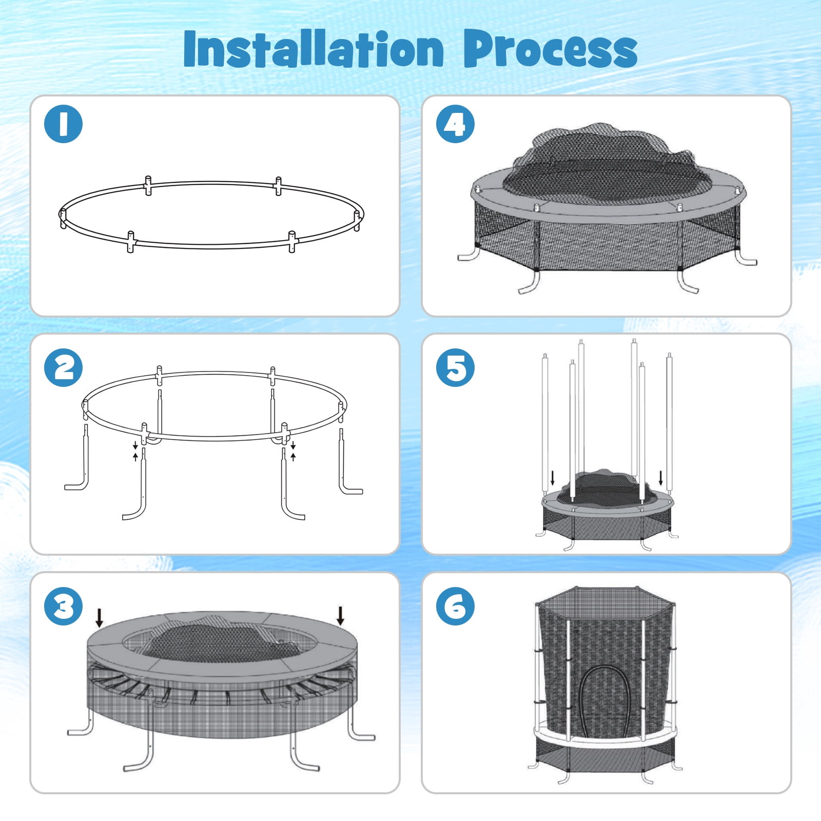 Gymax 55'' Mini Trampoline for Kids w/ Safety Enclosure Net & Seamless Design