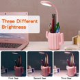 thumbnail image 2 of Lámpara de escritorio LED, lámpara de mesa táctil con portalápices, lámpara de lectura recargable por USB, 3 modos de iluminación, protección ocular, ideal para oficina/dormitorio, 2 of 5