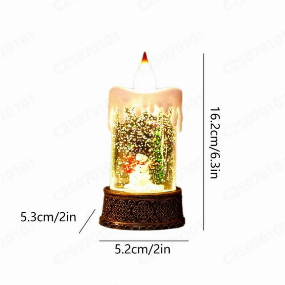 Luoshdecor Christmas Snow Globe Lantern,Candle Shaped Snow Battery Operated Lantern Vintage Water Glitters Festival Gift Xmas Decor 6.3 in