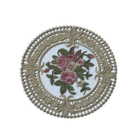 

12cm French Lace Coaster Embroidery Round Placemat Desktop Decoration Table Pad