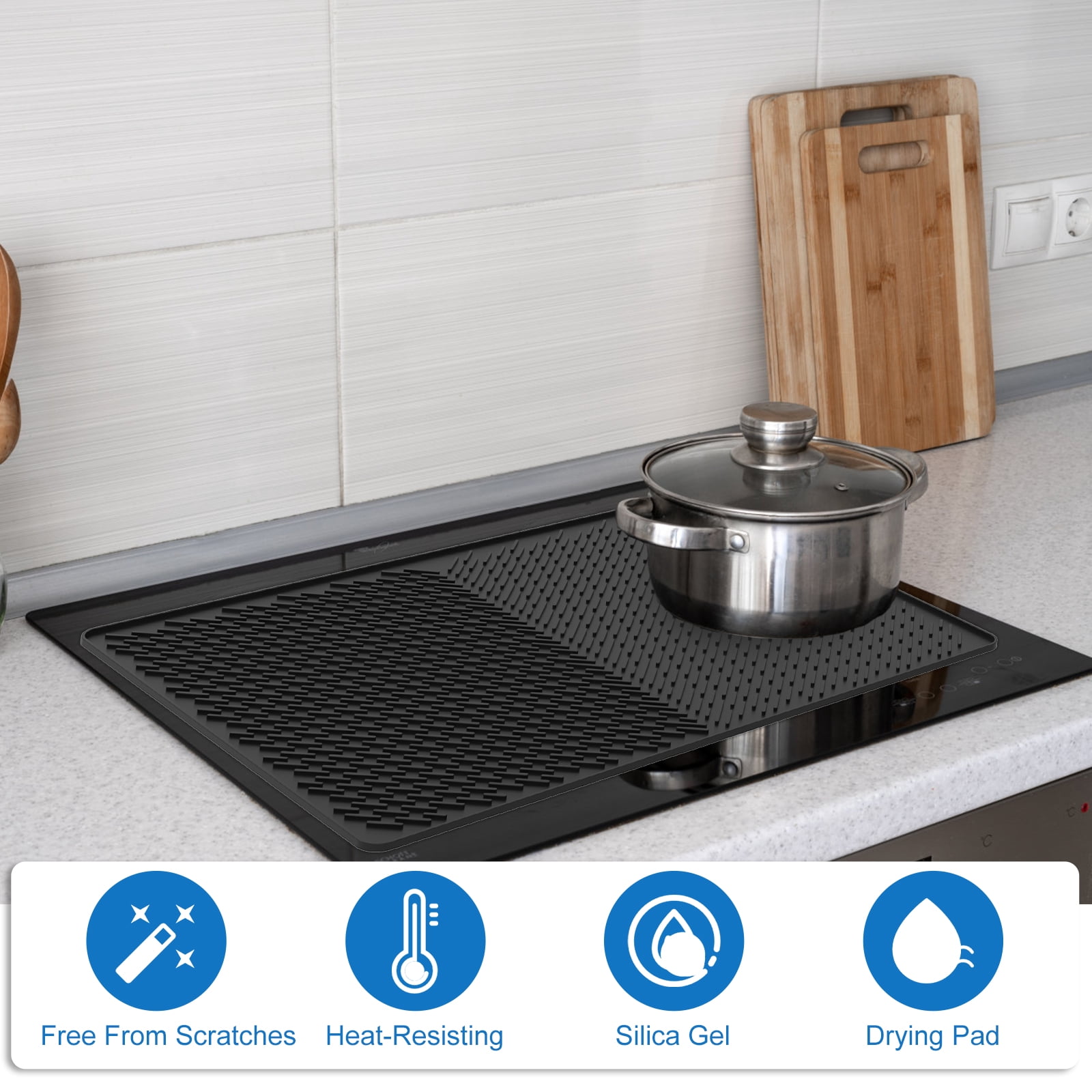 Lzvxtym Stove Top Cover, Silicone Stove Top Cover Heat Resistant Glass Stove Mat for Electric Stove, 28×20 Inch, Black