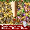 thumbnail image 5 of NALONE 7FT Pre-Lit Snow Christmas Tree with Remote Control and Timer, Snow Flocked Artificial Pencil Christmas Tree with 798 Tips, Pinecones Red Berries, 9 Lighting Modes (Snow Pencil Tree, 7 FT), 5 of 9
