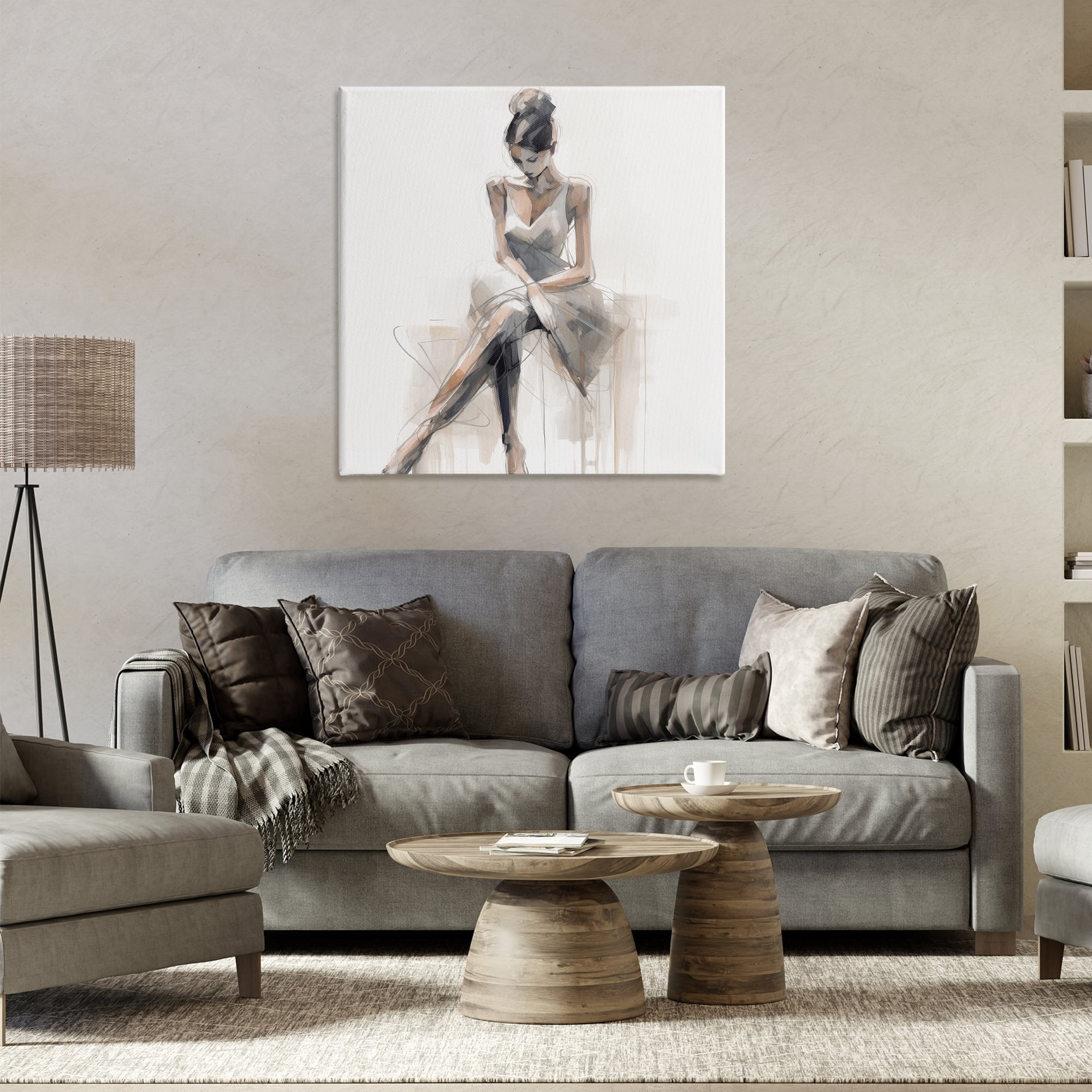 Stupell Industries Female Sitting Portrait People Painting Wrapped Canvas Art Print Wall Art, 30 x 30