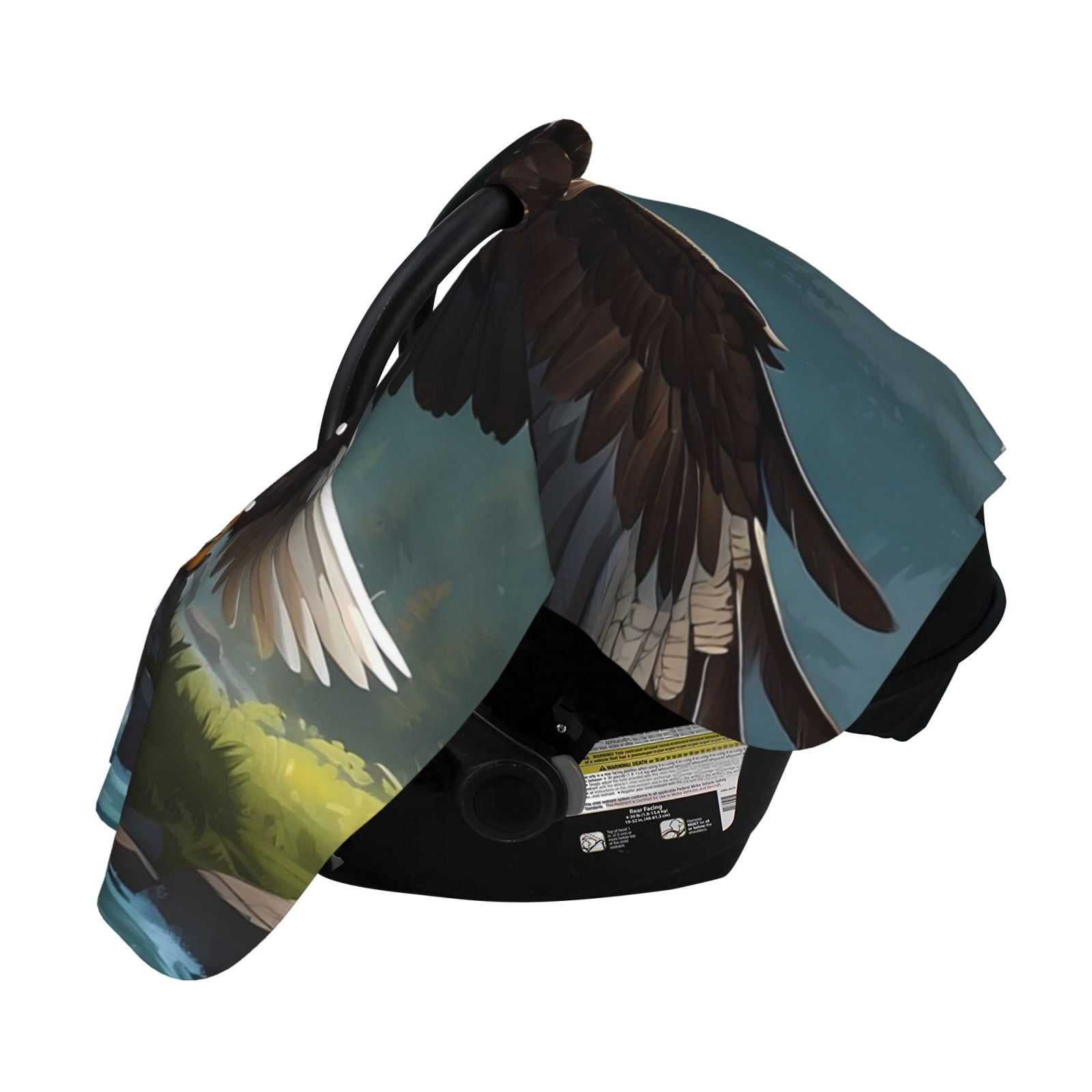 Naloa Forest River Bald Eagle Baby Car Seat Cover, Breathable Baby Carrier Cover, Multiuse Baby Carrier Cover & Nursing Breastfeeding Cover