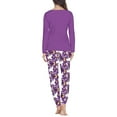thumbnail image 3 of Renewold Tredny Women Purple Pajamas Skin Friendly Loungewear Halloween Day Athletic Clothing 2 Pieces Warmth Boo Ghosts Daily Wear Pullover Pant Bottoms Set Size 4XL, 3 of 5