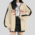 thumbnail image 2 of Women's Sweatshirt Winter Loose Fit Hooded Long-sleeved Bubble Cuff One Shoulder Drawstring Graphic Leisure Cotton Hoodies Sweatshirt(Beige,XXL), 2 of 4