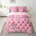 thumbnail image 2 of Feelyou Pink High Heel Twin Bedding Sets 7-Piece for Girls, Princess Sequin Print Bedding Comforter Set, Chic Glitter Diamond Reversible Sheet Sets, Lightweight Room Decor, 2 of 7