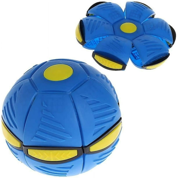 Pelota voladora OVNI azul luminosa, distorsionada, plana, con forma de disco para lanzar, frisbee, juguete para deportes al aire libre (1 paquete)