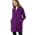 thumbnail image 2 of Unique Bargains Manteau Mi-Long à Manches Longues Raglan à Revers Croisé pour Femme, 2 of 6