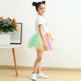 thumbnail image 6 of Odeerbi 2025 Toddler Girls Cute Party Dance outfit Splice Rainbow Net Yarn Sequins Tulle Skirt Bow Hairpin Suit, 6 of 7