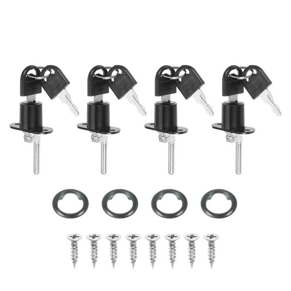 Uxcell 4Pcs Drawer Lock with Keys, 19mm(5/8") Alloy Lock Cylinder File Cabinet Lock Keyed Different Desk Locks Black