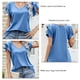 thumbnail image 5 of Camiseta informal de verano de doble capa, holgada, con cuello en V y mangas con volantes para mujer, 5 of 6