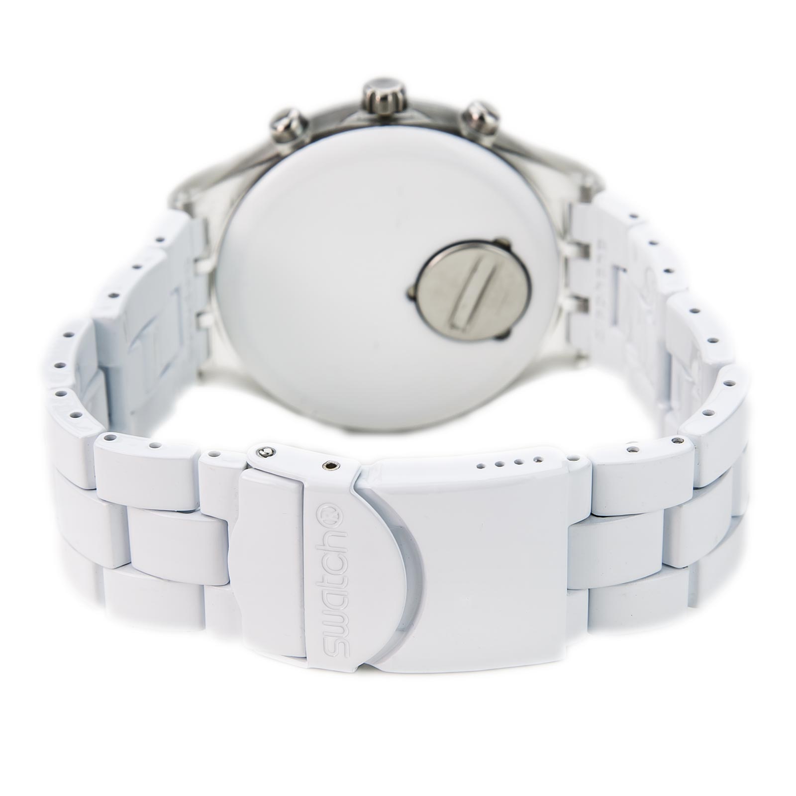 Swatch SVCK4045AG ホワイトダイヤル腕時計。b 9eeaafcd-e930-4e70-9f54-