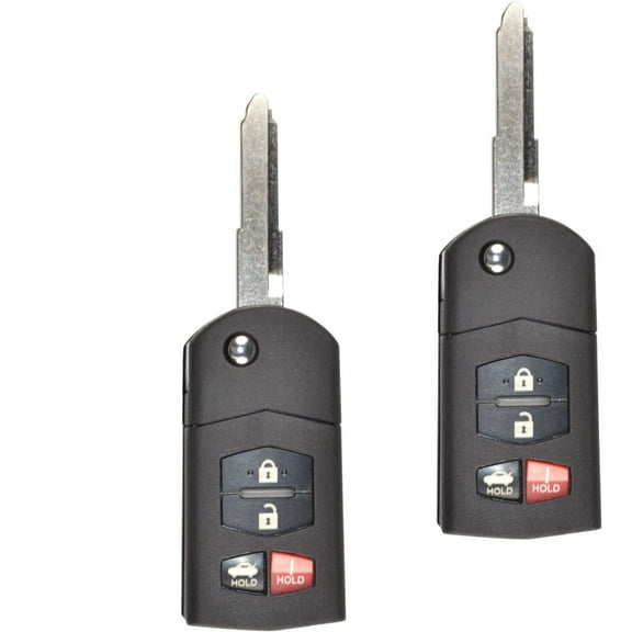 HQRP 2-Pack Remote Flip Folding Key Fob Shell Case Keyless Entry w/4 Buttons for Mazda 6 2003 2004 2005 2006 2007 2008 2009 2010 2011 2012 2013