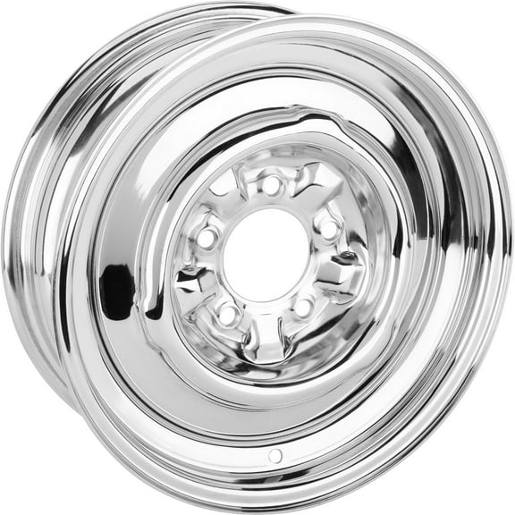 O/E Style Hot Rod Chrome Steel Wheel, 15x5, 5 on 4.75, 3.0 BS