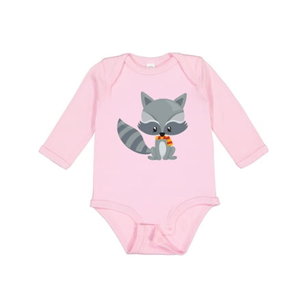 

Inktastic Cute Raccoon Wearing A Striped Scarf Gray Raccoon Boys or Girls Long Sleeve Baby Bodysuit