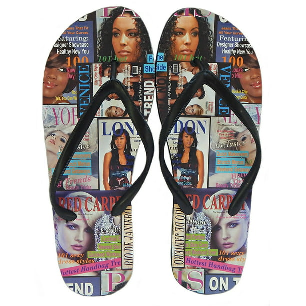 612px x 612px - Beaute Fashion Trendy Emoji and Fashion Magazine Cover Print Adult Women's  Classic Black Flip Flop Thong Sandals - Extra able (Size 8, Magazine Print)  - Walmart.com