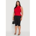 thumbnail image 4 of Womens Plus Size Rib Knit Sleeveless Mock Neck Top, 4 of 5