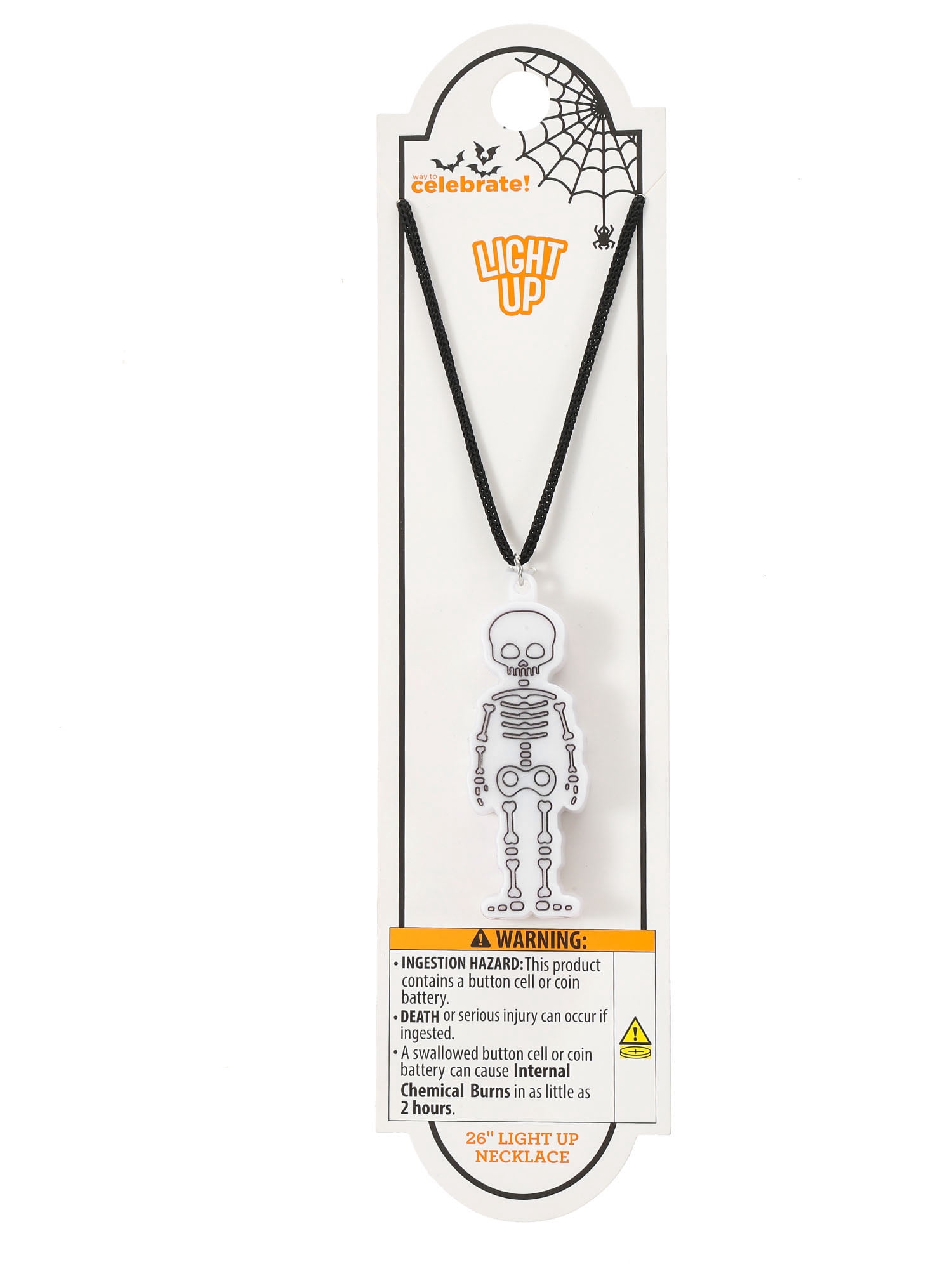 Way to Celebrate Skeleton Light-Up Halloween Pendant Necklace, 1 Piece