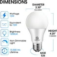 thumbnail image 2 of Energetic Light Bulbs 75 Watt, 1200LM Super Brightness, Daylight 5000K, E26 Standard Base, Non-Dimmable A19 LED Light Bulb, UL Listed, 4 Pack, 2 of 5