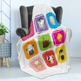thumbnail image 4 of Baby Soft Flannel Fleece Throw Blanket, Geometric Pattern with Squares Animal Faces Horse Chicken Cow Duck Sheep and Pig, Cozy Plush for Indoor and Outdoor Use, 70" x 90", Grey Emerald, by Ambesonne, 4 of 5