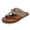 Khaki, variant on Men Adjustable Strap Thong Slide Sandals, Leather Toe Ring Flip Flops Wood Grain Insole Casual Summer Beach Slippers