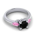 thumbnail image 3 of 2.50 Carat Wonderful Round Cut Black Onyx & Pink Sapphire Gemstone Anniversary Ring for Ladies Solid 14K White Gold Size 4.5 by Diamond-Capitals, 3 of 8