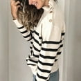 thumbnail image 2 of Black and White Striped Knit Sweater Button Women Pullover Female Jumper Fall Winter Long Sleeve Turtleneck Sexy Woman Sweaters, 2 of 5