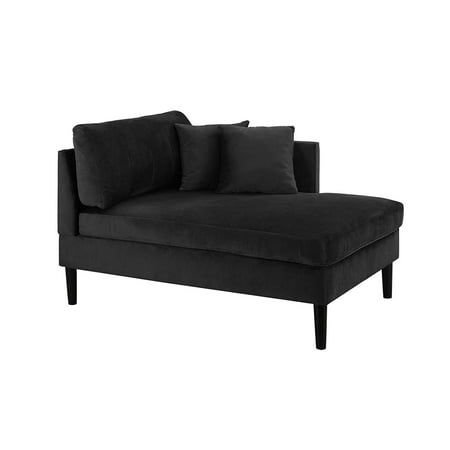 Leopard Chaise Lounge - Mid Century Modern Plush Velvet Chaise Lounge (Black)