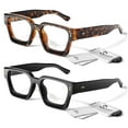 thumbnail image 2 of Sunier Square Thick Frame Non-Prescription Clear Lens Glasses for Women, Trendy Eyeglasses, UV400 Protection-2 Pack, 2 of 10