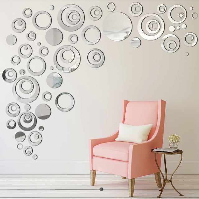 Adhesivo de pared con espejo Yerliker, acrílico extraíble, 96 unidades