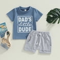 thumbnail image 2 of NIEWTR Toddler Baby Boy Spring Outfits Boys 2 Piece Short Set Toddler 2T 3T 4T Lightweight Breathable Solid Color T-Shirt and Shorts for Summer Vacation Baby Boys Gift(Blue,3-6 Months), 2 of 9