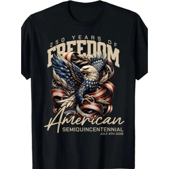 American Semiquincentennial 250 Years of Freedom July 4th 2026 Patriotic Bald Eagle Men's Graphic T-Shirt