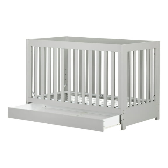 South Shore Cookie Convertible Baby Crib with Drawer, Soft Gray