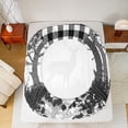 thumbnail image 5 of Manfei Wild Deer Moose Twin Sheet Sets, Jungle Animal Wildlife Twin Fitted Sheet, Black White Grid Check Flat Sheet, Microfiber Bedroom Decor3 Pieces, 5 of 7