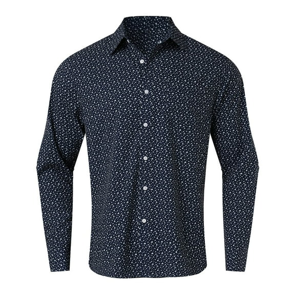 Gubotare Men's Long Sleeve Dress Shirt Painting Casual Top Blouse Shirts (Dark Blue, XL)