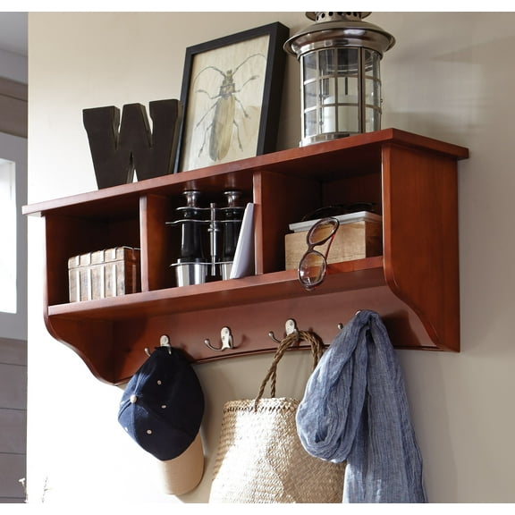 Shaker Cottage Storage Coat Hook with Bench Set, Cherry