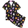 thumbnail image 4 of Weebloom Halloween Kids Pajamas Girls Cute Ghost Soft Satin Pajamas Short Sleeve Button Down Shirt And Shorts Cute Printed For Holiday Party Sleepwear Nightwear Pjs Loungewear 8-9 Years, 4 of 4