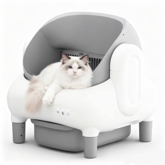 25.1gal Self-Cleaning Cat Litter Box - App Control Odor-Removal Washable Liner Christmas Gift