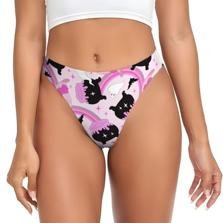 Adobk Pink Girl Halloween Print Seamless Women Underwear Thongs No Show Ladies Thong No Line Breathable Comfortable Panties Undies for Women-Large