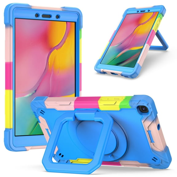 For Samsung Galaxy Tab A 8.0  T290 Contrast Color Shockproof Robot Silicone   PC Case with Holder