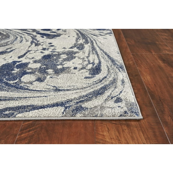 3'x5' Grey Blue Machine Woven Marble Indoor Area Rug