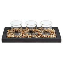 Mainstays Decorative Clear Glass Tealight Candleholders with Rocks and Ceramic Base, 4"