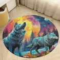 thumbnail image 5 of Wolves in The Moonlight Round Rugs -Washable Non-Slip Small Round Area Rug Throw Soft Circle Rugs for Bedroom, Modern Print Indoor Carpet for Entryway Sofa Living Room, 5 of 7