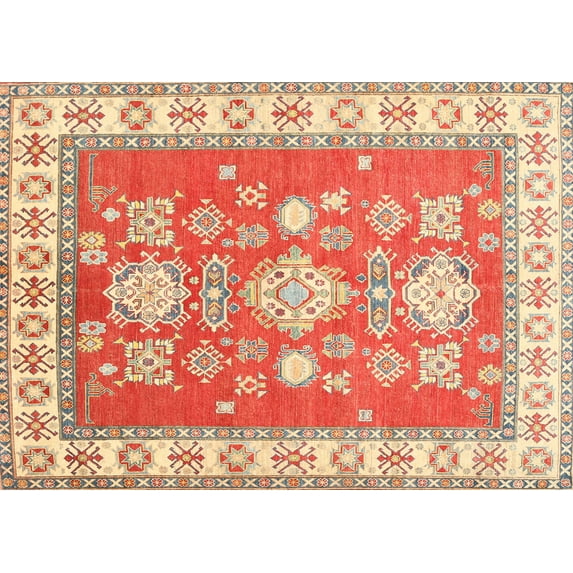 Ahgly Company Indoor Rectangle Traditional Brown Gold Geometric Area Rugs, 6' x 9'