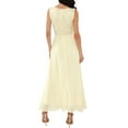 thumbnail image 4 of INSPIRE CHIC Women's Lace V Neck Sleeveless Cocktail Wedding Guest Gown Dresses 2XL Golden, 4 of 7