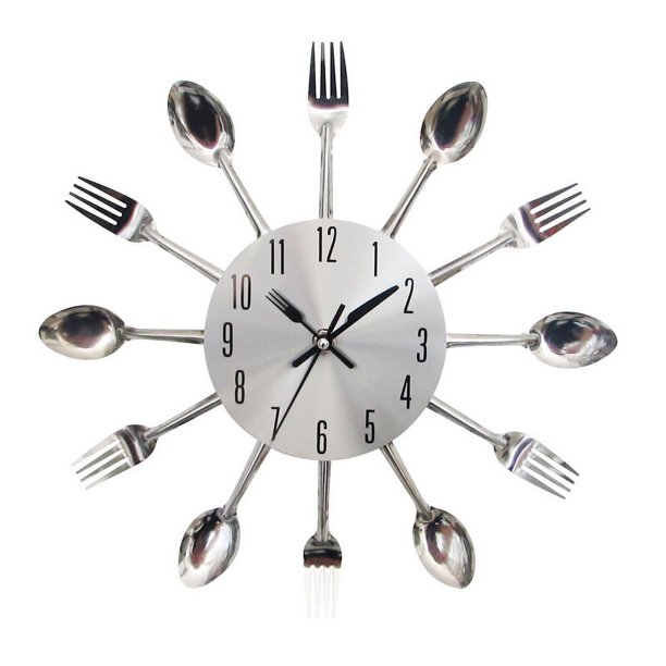 Reloj de pared de estilo europeo para comedor, de metal, creativo, para sala de estar, de cuarzo silencioso, sencillo, para colgar en la pared