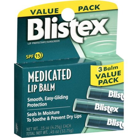 Blistex Medicated Baume à lèvres, les lèvres et Protectant Crème solaire, SPF 15, Value Pack, 3TC