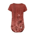 thumbnail image 4 of NAMTYQX T Shirts for Women Pattern Button Deep V Neck Frilly Short Sleeve Loose Fit Plus Size Fashion Casual Wine Size L, 4 of 5